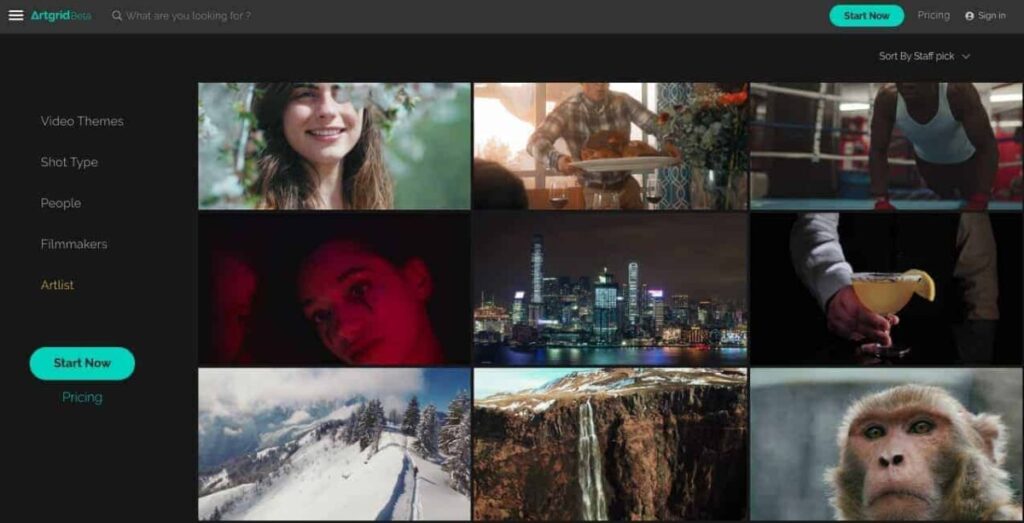 Descubre las mejores alternativas a Storyblocks 3 Pagina de inicio de Artgrid