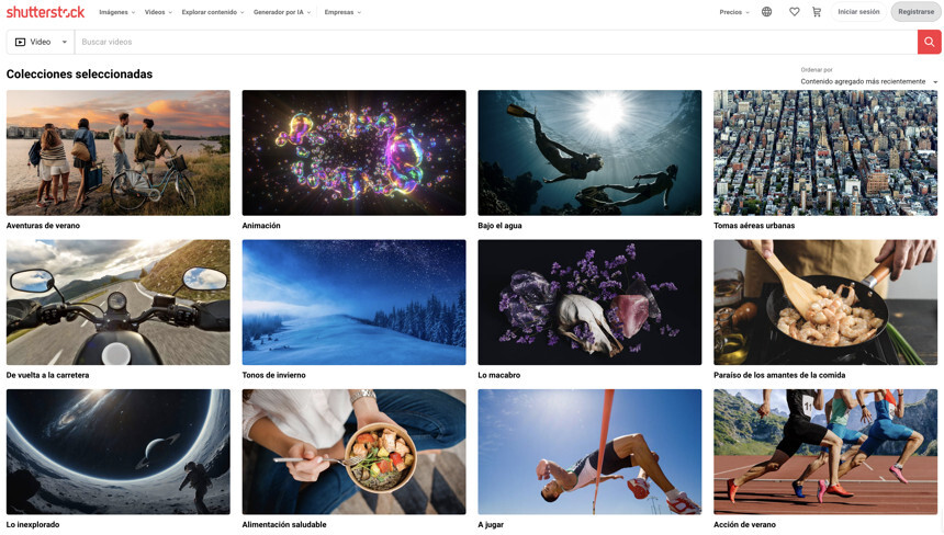 shutterstock video colecciones seleccionadas