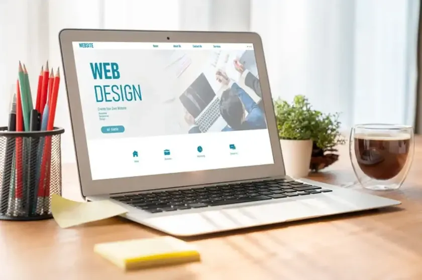 stock-photo-of-a-laptop-on-a-desk-with-the-words-web-design