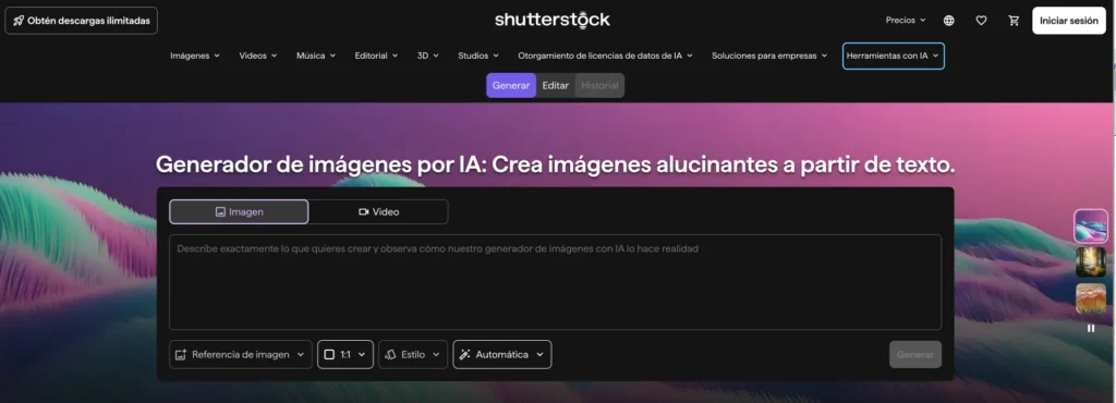 Generador de imágenes de ia de Shutterstock