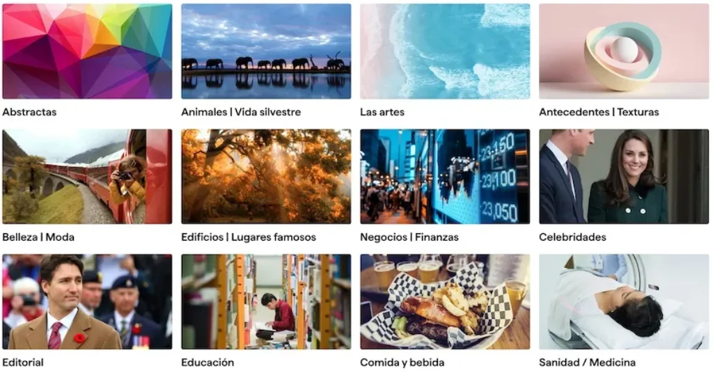 Categorías de imágenes de Shutterstock