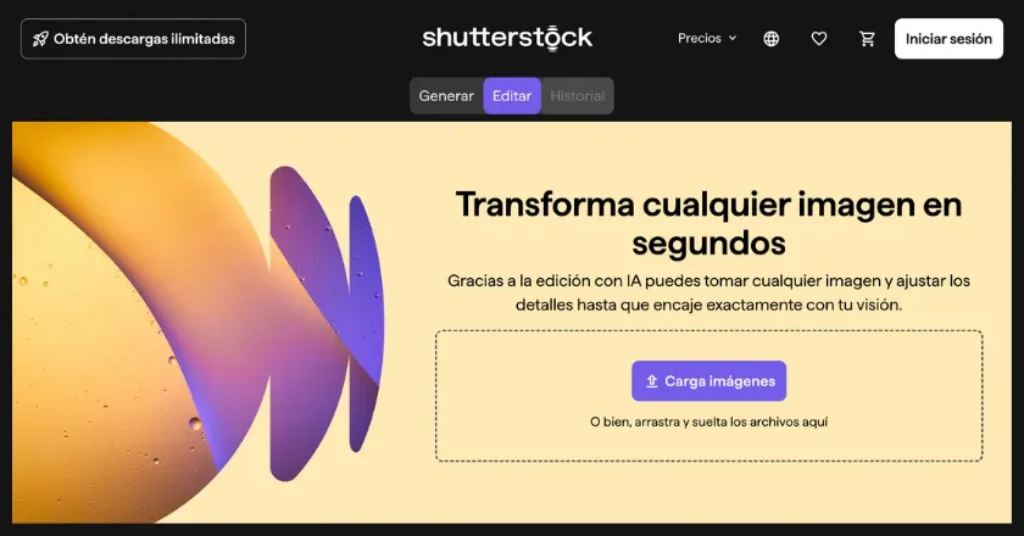 Editor de imagenes con IA de Shutterstock